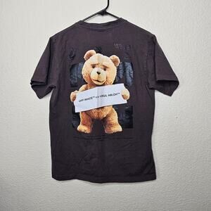 Off-white x Virgil Abloh Teddy bear Mens Brown graphic Tee size medium